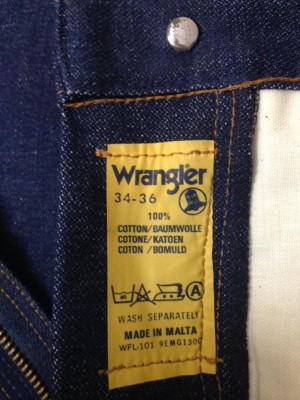 Wrangler Blue Bell 34x36 made in Malta 6.JPG